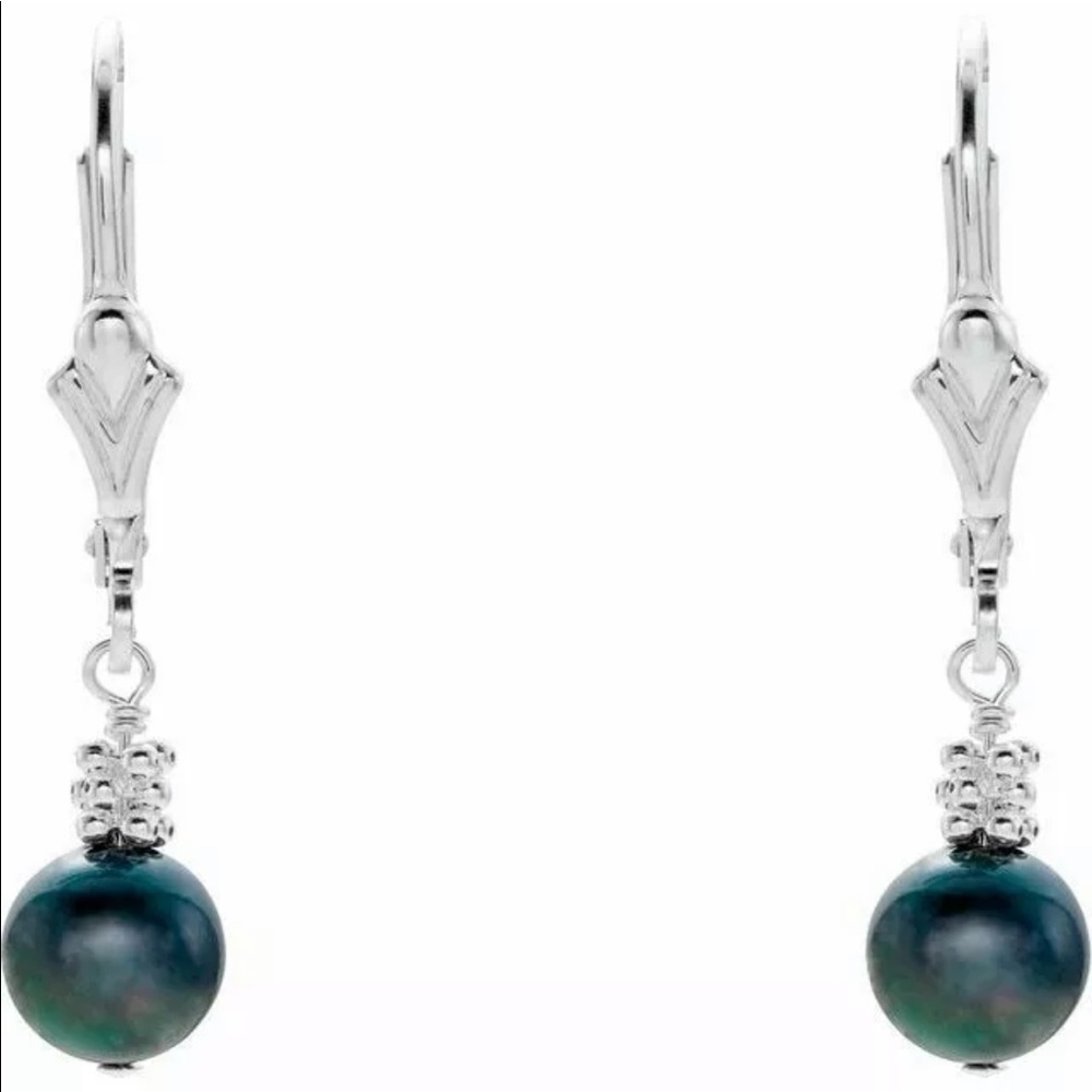 Grey Pearl Sterling silver Dangle Earrings